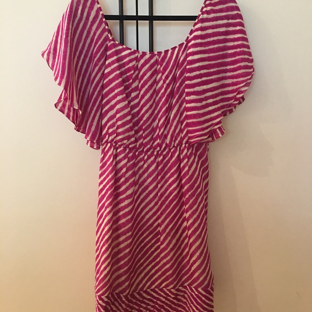 SHOSHANA PURPLE STRIPE BERGDORF SILK DRESS!